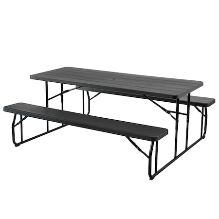 Gardenised Picnic Table, Plastic Composite, 6 ft L QI004269.BK